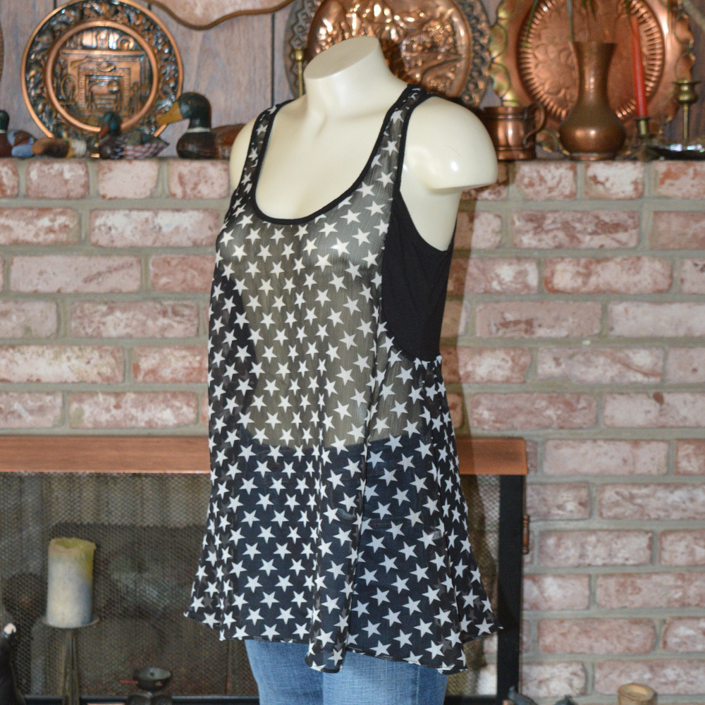Royal Bones Star Sheer Tank Cover Up Goth Tripp Western